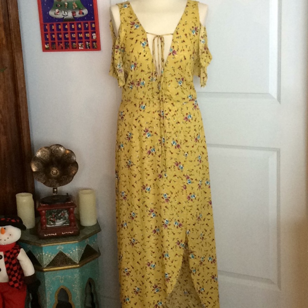 Yellow long sun dress